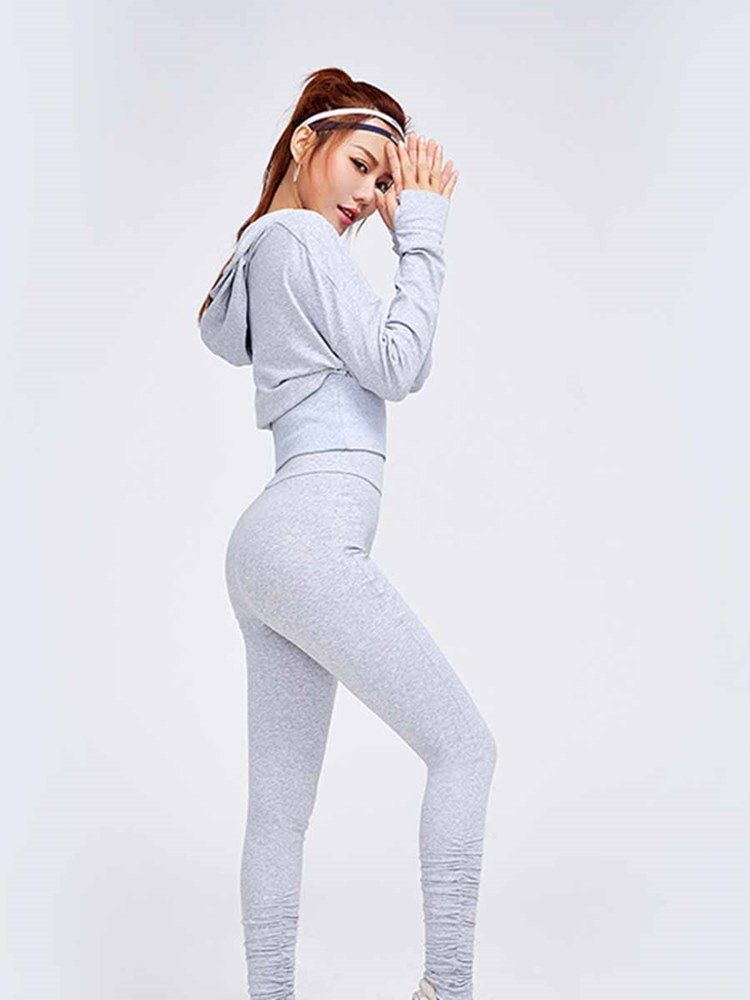 Leggings En Coton À Capuche Pour Femmes Ensembles De Sport De Volley-ball À Manches Longues