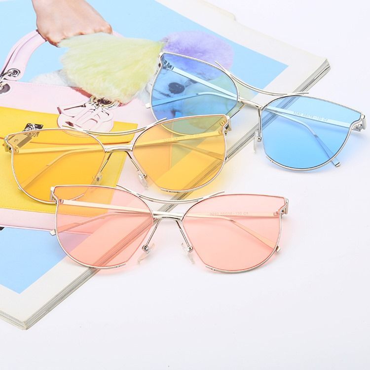 Lunettes De Soleil À Verres Métalliques Pour Femmes