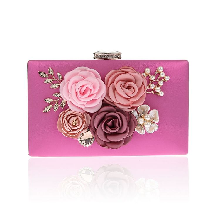 Ornement Floral Strass Mini Pochette Femme