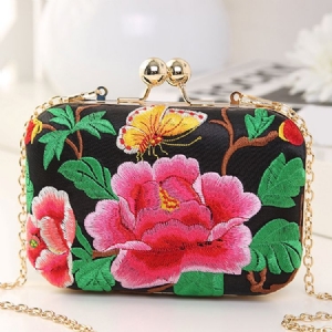 Pochette De Soirée Brodée De Pivoine Exotique Polyvalente