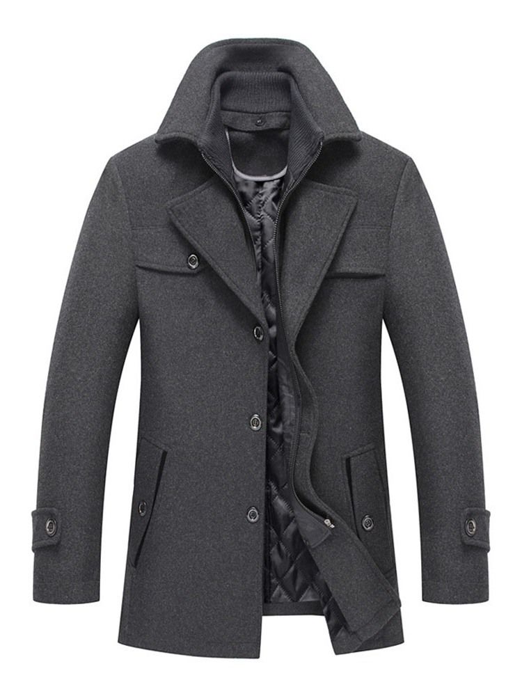 Manteau D'hiver À Boutonnage Simple Pour Hommes