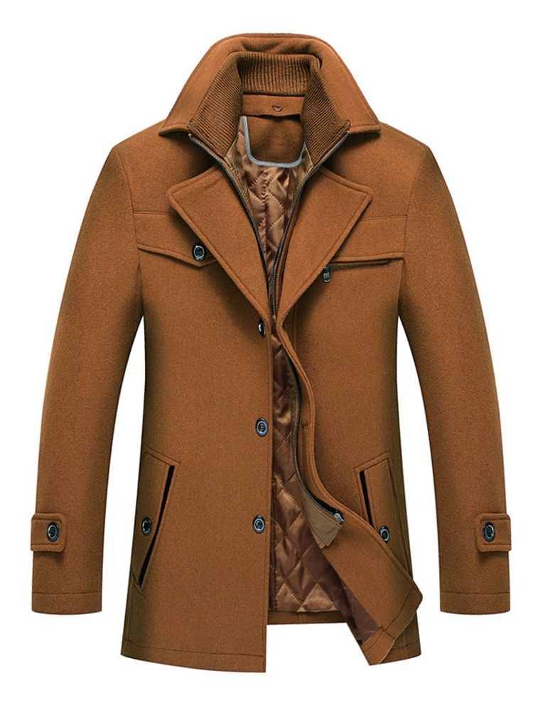 Manteau D'hiver À Boutonnage Simple Pour Hommes