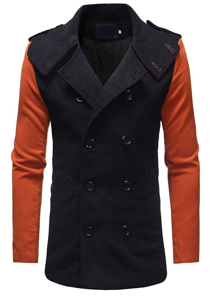 Manteau D'hiver Mince À Revers Mi-long Pour Hommes