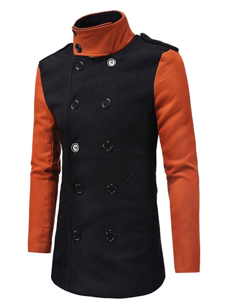 Manteau D'hiver Mince À Revers Mi-long Pour Hommes