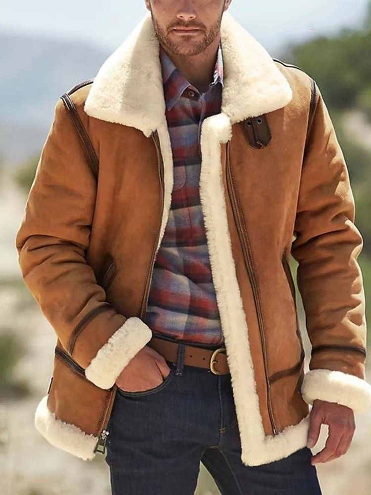 Manteau Pour Hommes À Glissière D'automne À Revers Standard