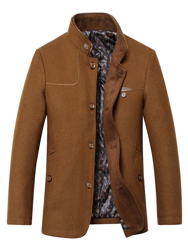 Manteau Mince Standard Pour Hommes À Col Montant