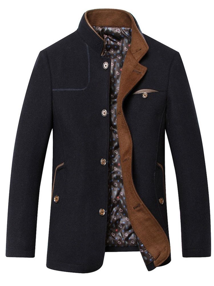 Manteau Mince Standard Pour Hommes À Col Montant