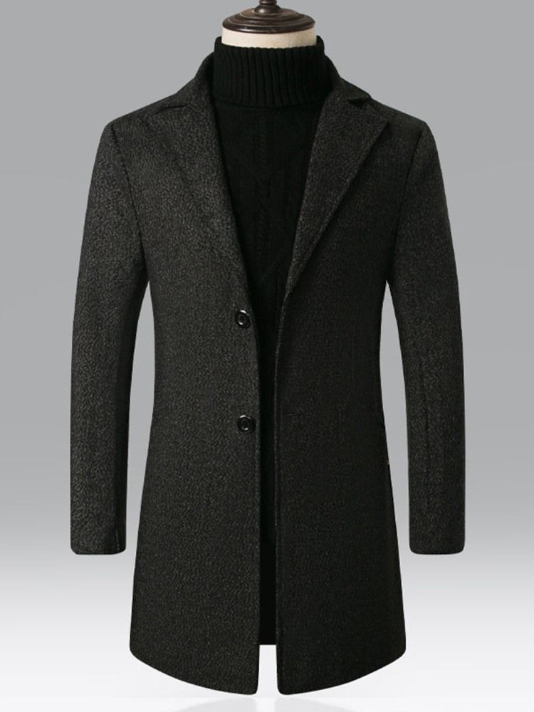 Manteau Simple Boutonnage Coréen À Revers Cranté Pour Hommes