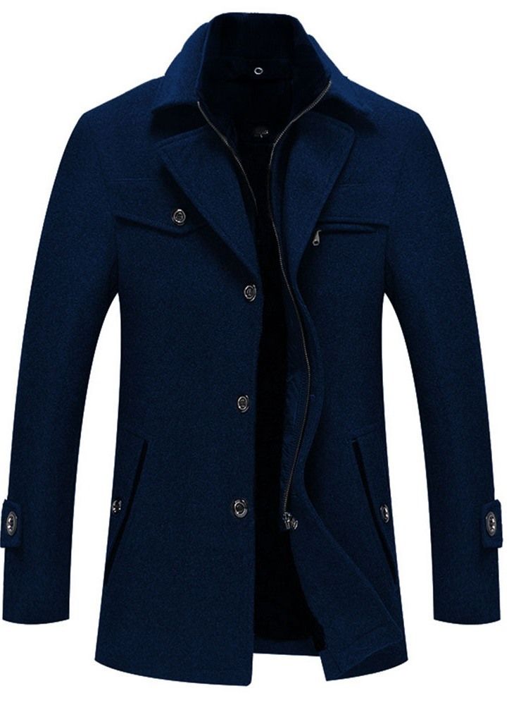 Manteau Simple Boutonnage Standard D'automne Pour Hommes