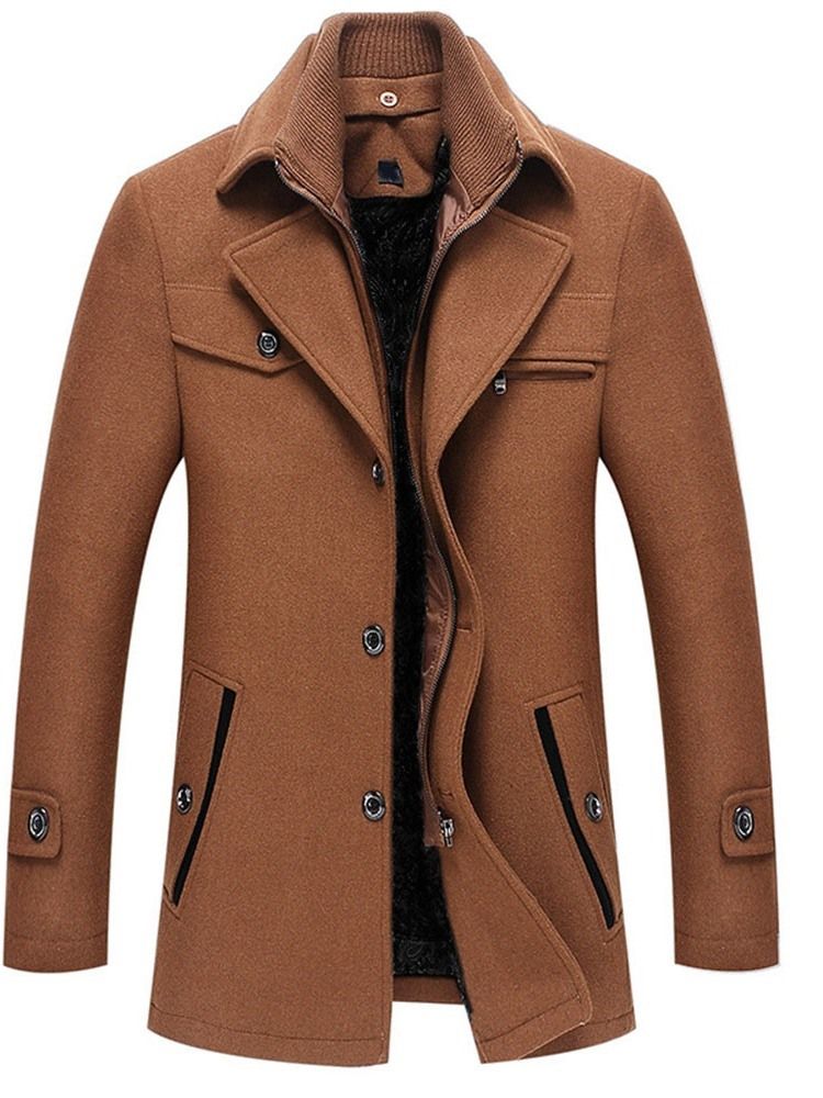 Manteau Simple Boutonnage Standard D'automne Pour Hommes