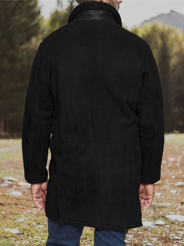 Manteau Uni Mi-long Droit Européen Pour Hommes