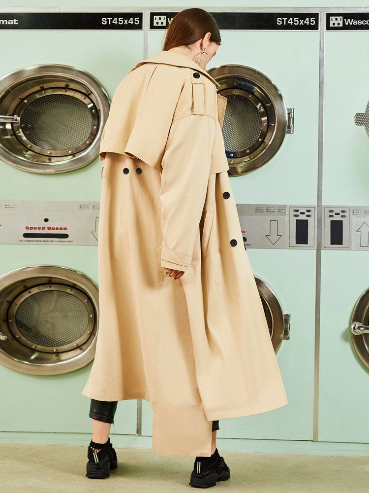 Trench-coat À Double Boutonnage Avec Épaulettes Et Revers Pour Femmes