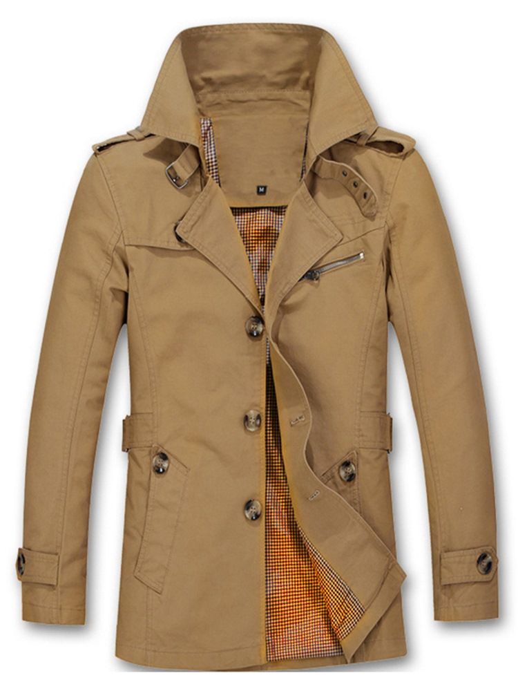 Trench-coat Mince À Revers Cranté Pour Hommes