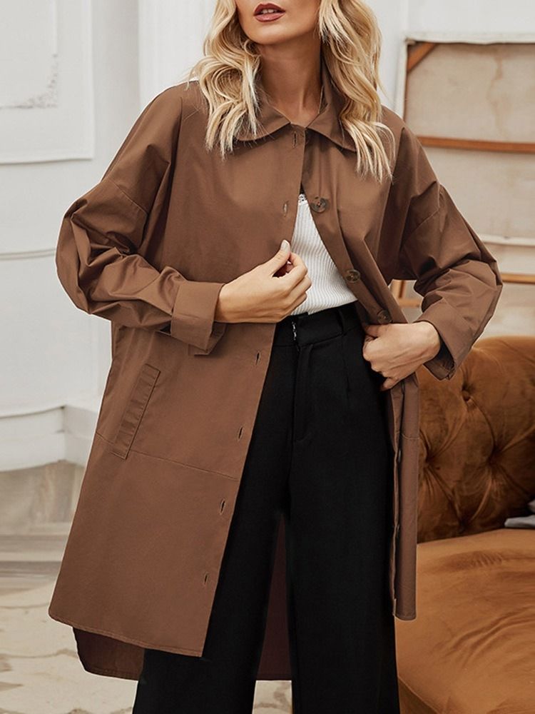 Trench-coat À Revers À Boutonnage Simple Pour Femmes D'automne Occidental