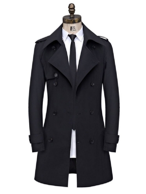 Trench-coat Slim À Double Boutonnage Uni Pour Hommes