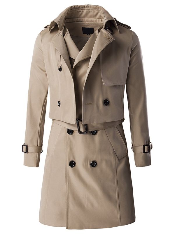 Trench-coat Vogue Slim À Double Boutonnage Amovible Pour Hommes