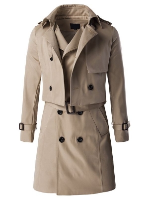 Trench-coat Vogue Slim À Double Boutonnage Amovible Pour Hommes