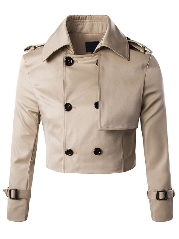 Trench-coat Vogue Slim À Double Boutonnage Amovible Pour Hommes