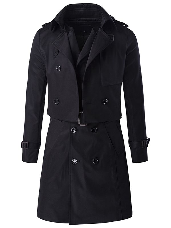 Trench-coat Vogue Slim À Double Boutonnage Amovible Pour Hommes