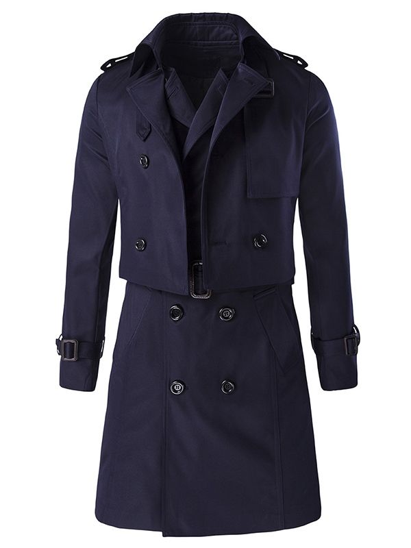 Trench-coat Vogue Slim À Double Boutonnage Amovible Pour Hommes