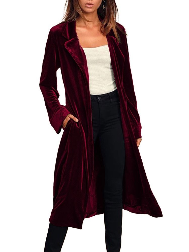 Trench-coat Western Regular Avec Ceinture À Revers Pour Femmes