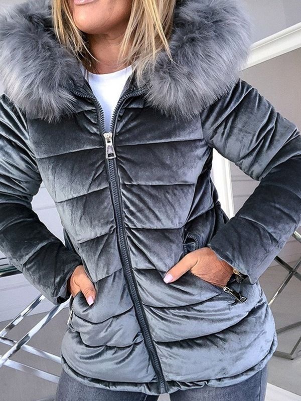 Veste Rembourrée En Coton Standard Épais Avec Fermeture À Glissière Pour Femmes