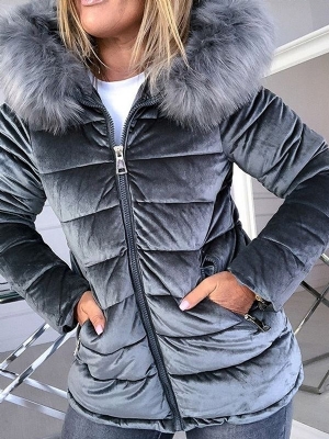 Veste Rembourrée En Coton Standard Épais Avec Fermeture À Glissière Pour Femmes