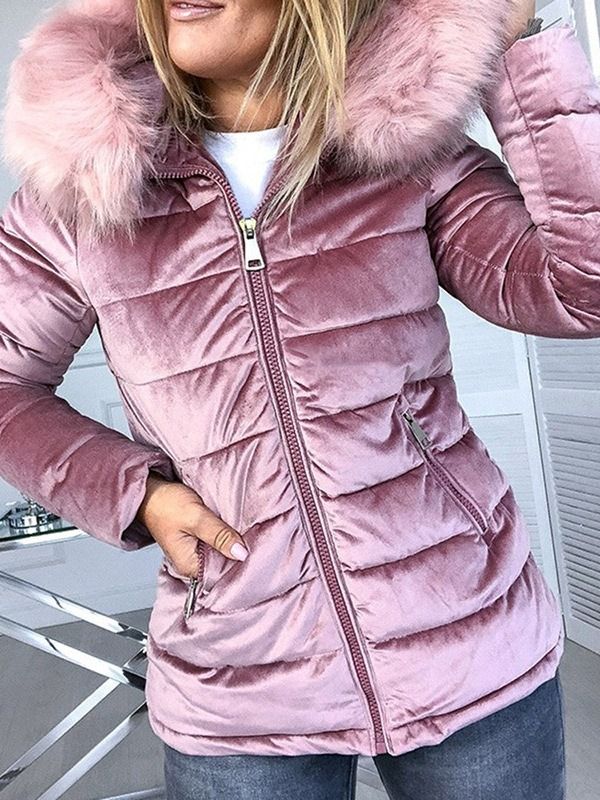 Veste Rembourrée En Coton Standard Épais Avec Fermeture À Glissière Pour Femmes