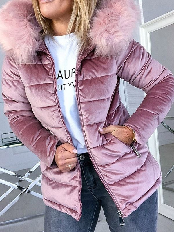 Veste Rembourrée En Coton Standard Épais Avec Fermeture À Glissière Pour Femmes