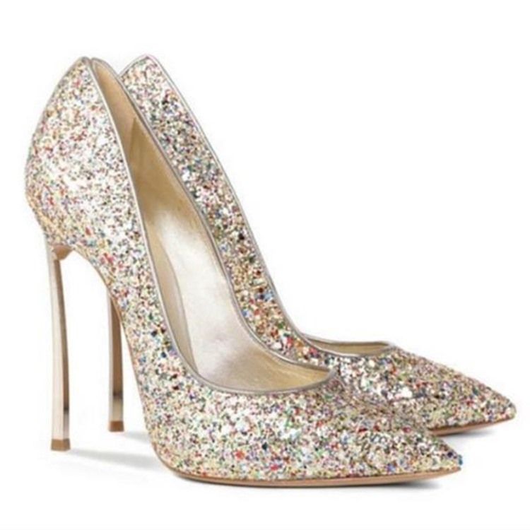 Chaussures De Bal À Enfiler À Paillettes Et À Talons Aiguilles Pour Femmes