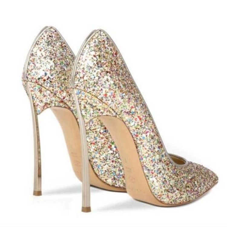 Chaussures De Bal À Enfiler À Paillettes Et À Talons Aiguilles Pour Femmes