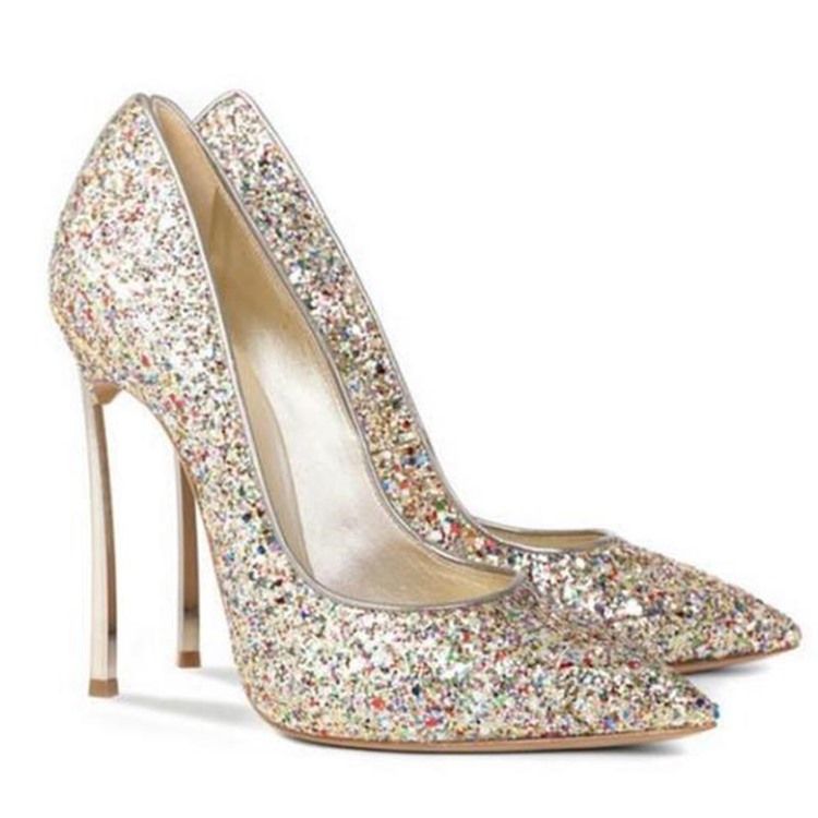 Chaussures De Bal À Enfiler À Paillettes Et À Talons Aiguilles Pour Femmes