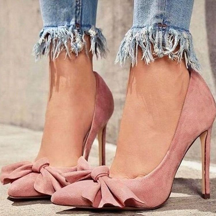 Chaussures De Bal Pour Femmes À Bout Pointu Et À Enfiler Bowknot