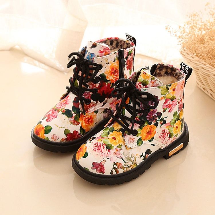 Bottes De Bébé À Fermeture À Glissière Latérale À Bout Rond Et À Fleurs