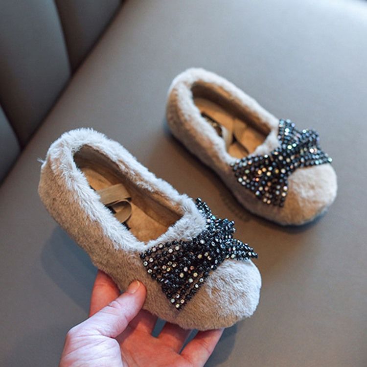 Chaussures D'hiver Pour Bébé Princesse À Bout Rond Et À Nœud