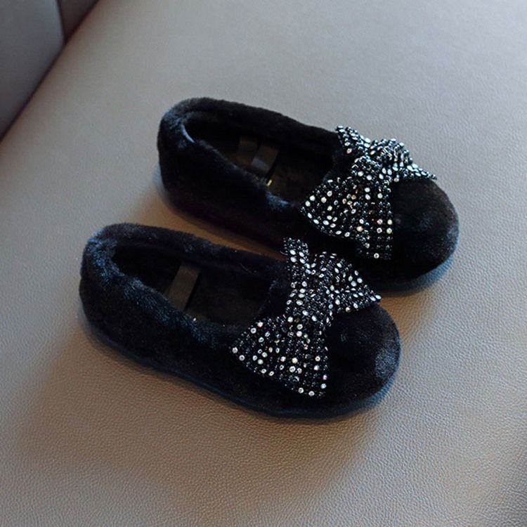 Chaussures D'hiver Pour Bébé Princesse À Bout Rond Et À Nœud