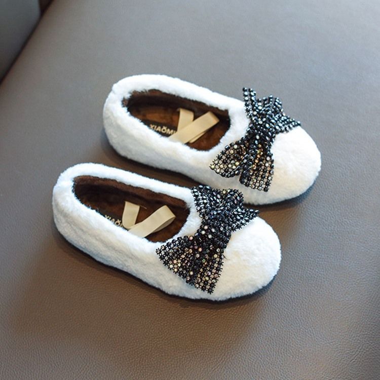 Chaussures D'hiver Pour Bébé Princesse À Bout Rond Et À Nœud