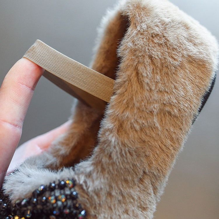 Chaussures D'hiver Pour Bébé Princesse À Bout Rond Et À Nœud