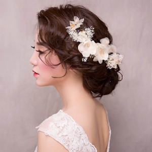 Accessoires Pour Cheveux De Mariée À Fleurs Chaudes Pour Femmes