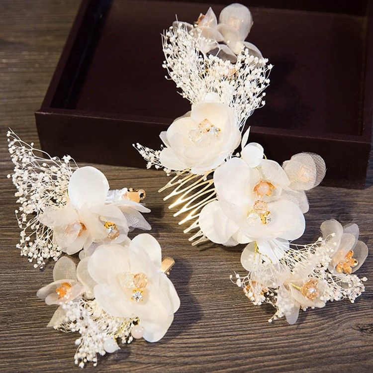 Accessoires Pour Cheveux De Mariée À Fleurs Chaudes Pour Femmes