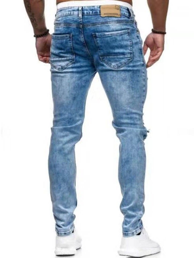 Crayon Trou Pantalon Européen Fermeture Éclair Jeans Hommes