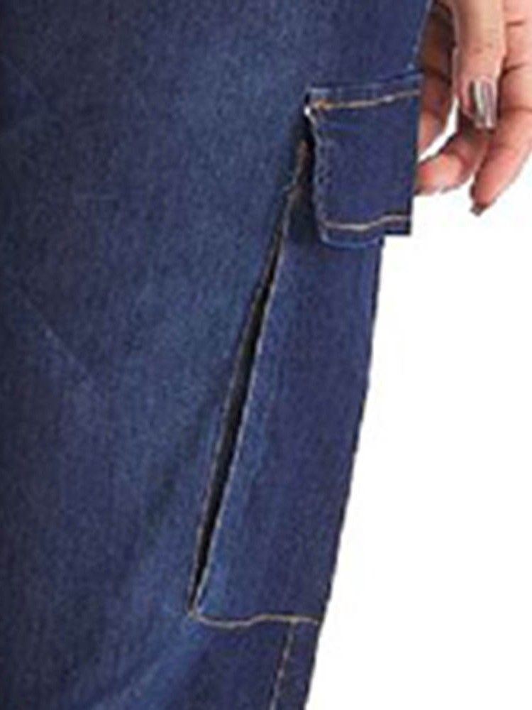 Jean Ample Boutonné Avec Poche Pour Femme