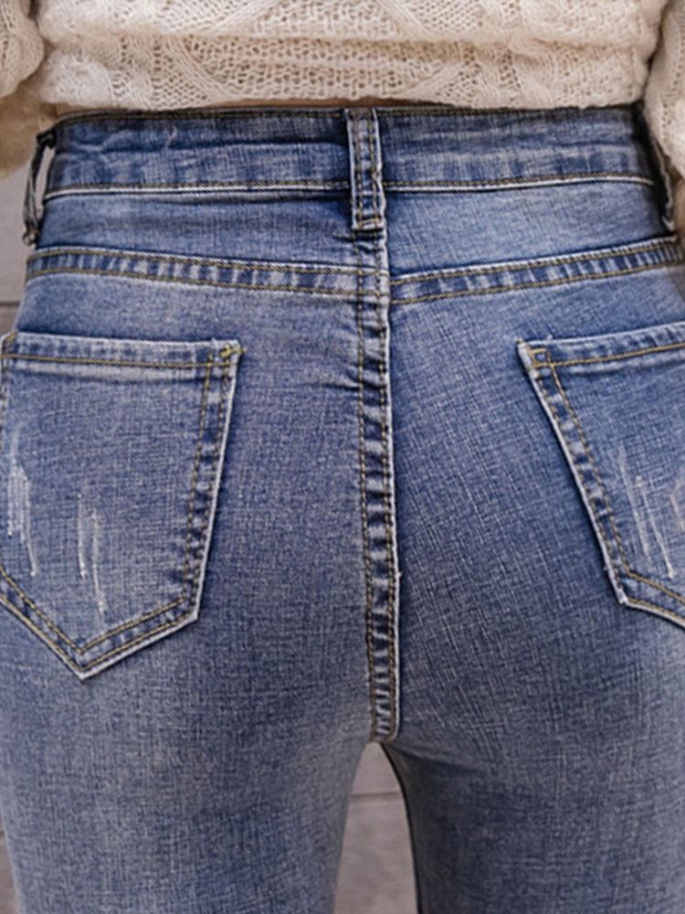 Jean Ample À Taille Haute Avec Patchwork Pour Femmes