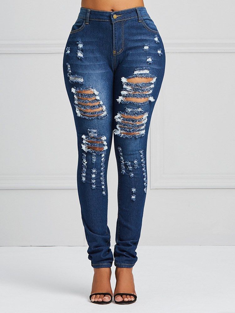 Jean Skinny Extensible Déchiré Pour Femmes