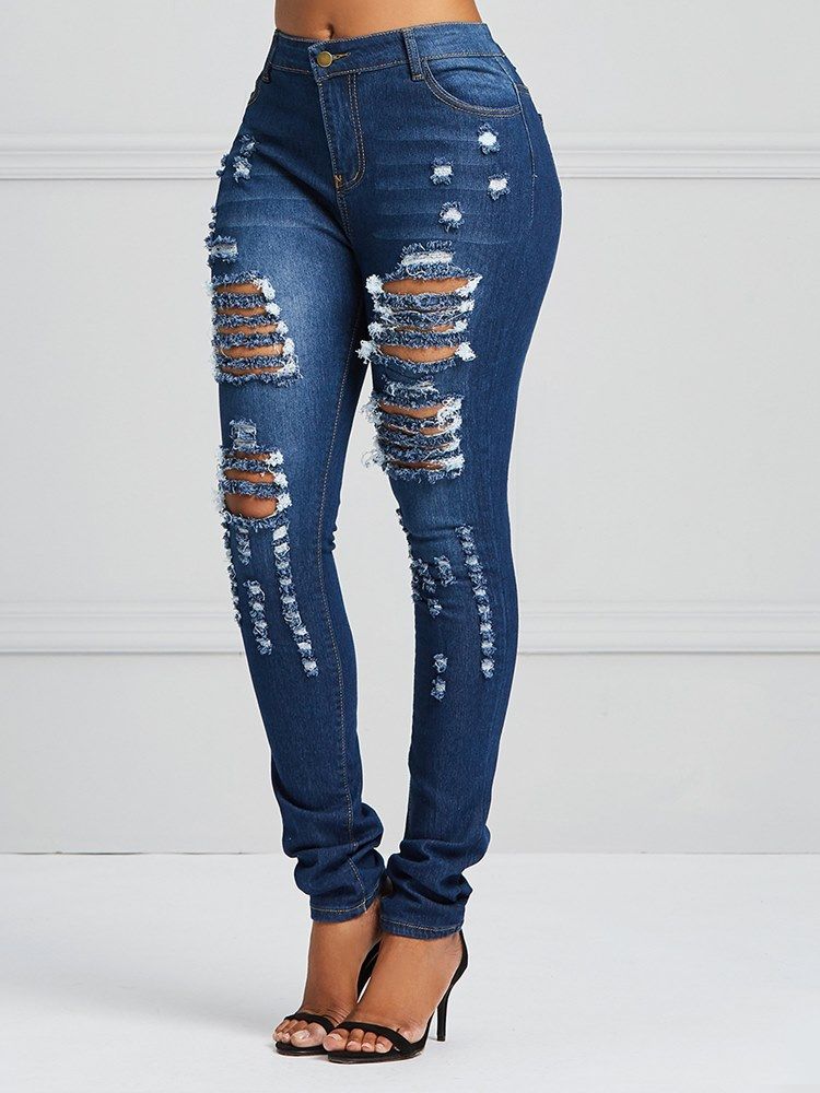 Jean Skinny Extensible Déchiré Pour Femmes