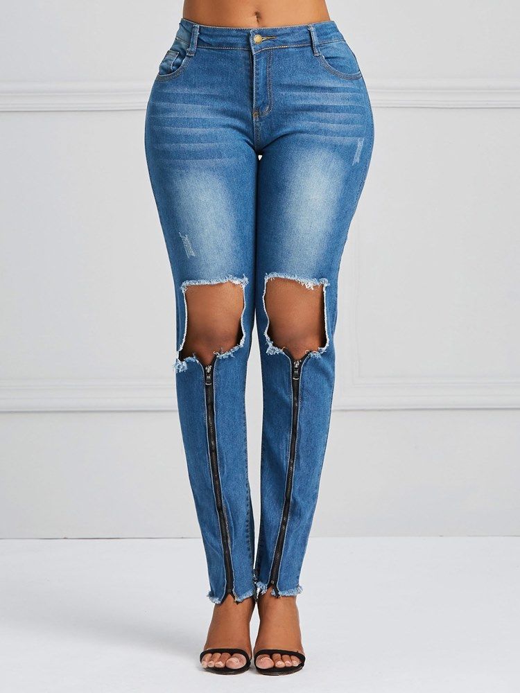 Jean Skinny Pour Femmes Avec Fermeture À Glissière