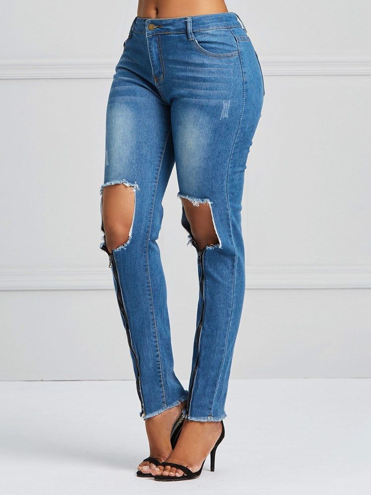 Jean Skinny Pour Femmes Avec Fermeture À Glissière