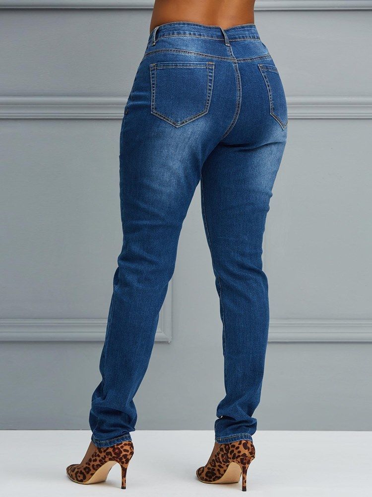 Jean Skinny Uni Pour Femme À Boutons