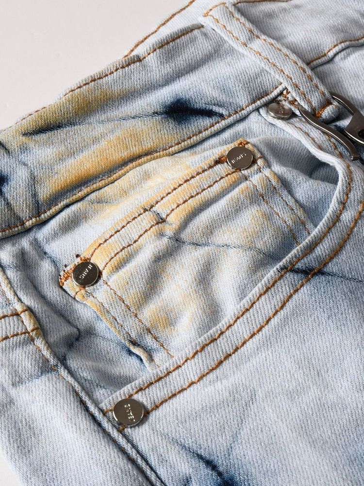 Jean Slim Pour Hommes Avec Fermeture À Glissière À Taille Moyenne Et À Imprimé Droit