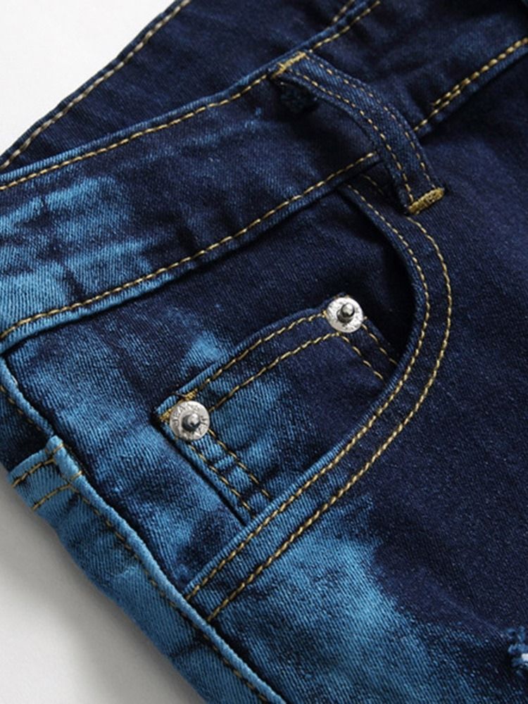 Jean Slim Pour Hommes À Taille Moyenne Et À Fermeture À Glissière Droite